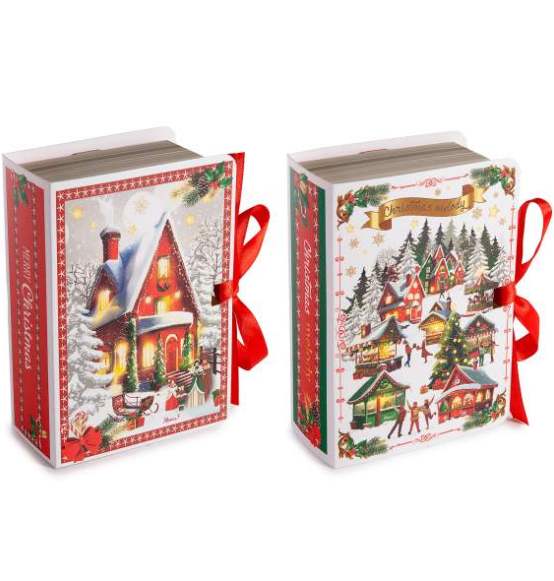 Scatola regalo in carta a forma di Libro con stampa di Natale novità 2024 30pz.